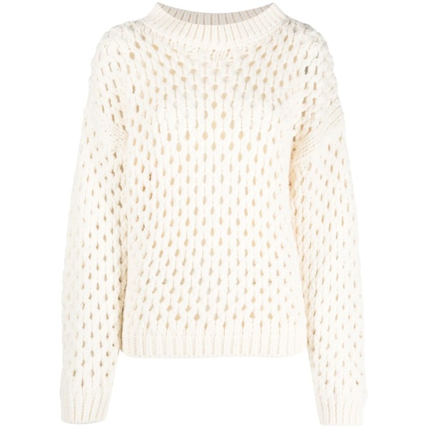 open-knit crew neck jumper
