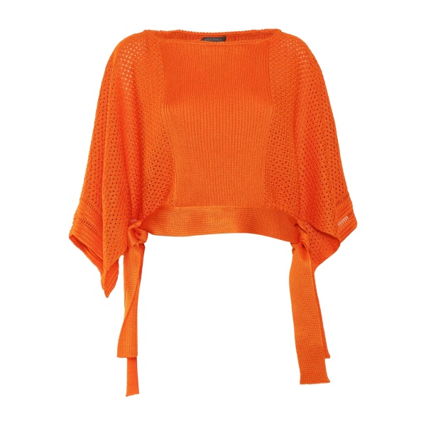 open-knit tie-detail sweater