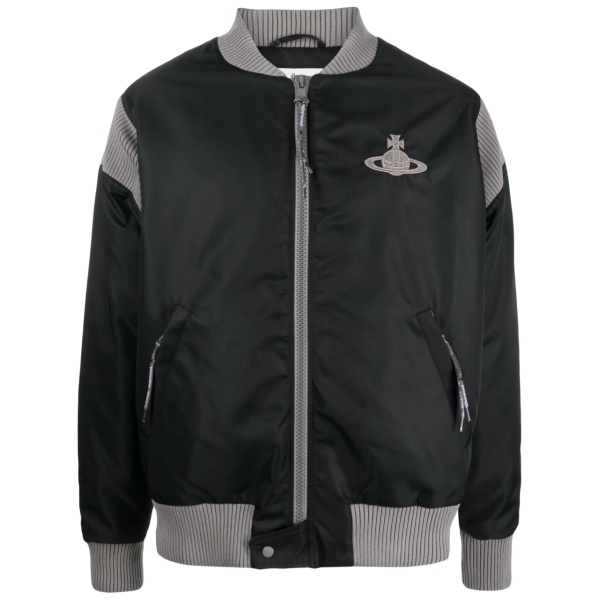 Orb-embroidered cotton bomber jacket