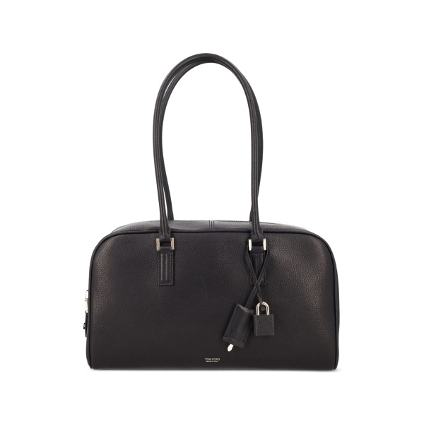 padlock leather tote bag