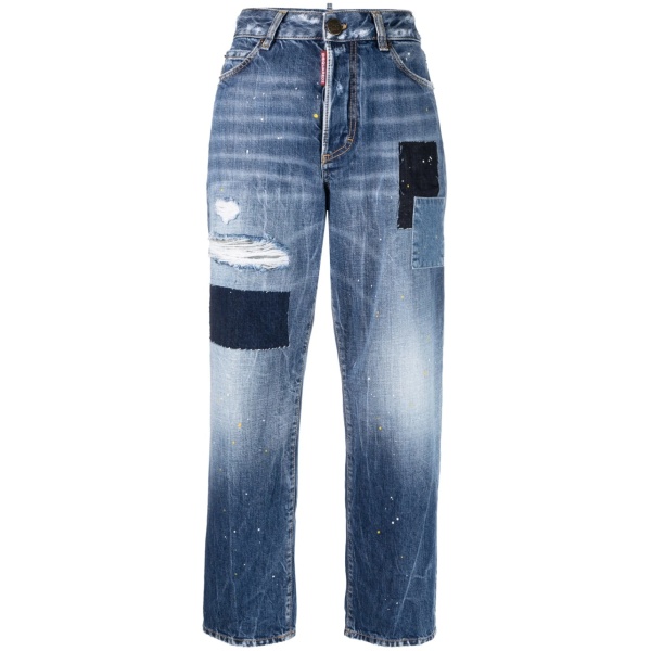 paint-splatter straight-leg jeans