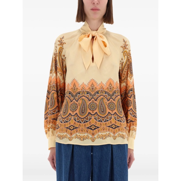 paisley-pattern bow blouse