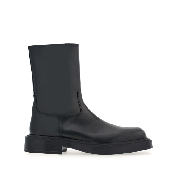 panelled patent-leather ankle boots