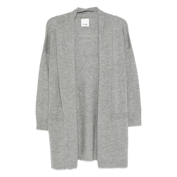 patch-pocket open-front cardigan