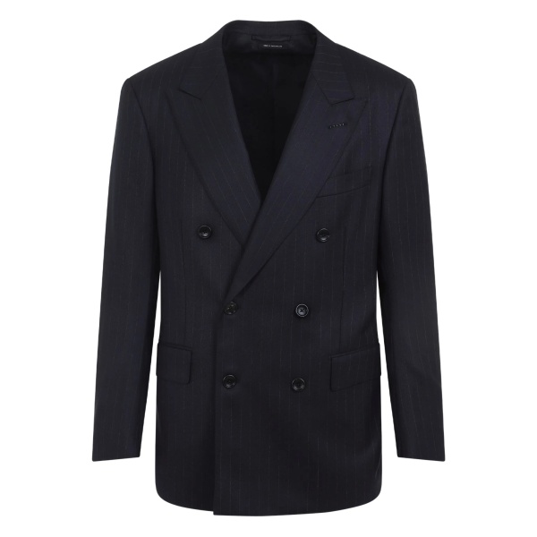 pinstripe double-breasted blazer