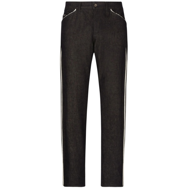 piped straight-leg jeans