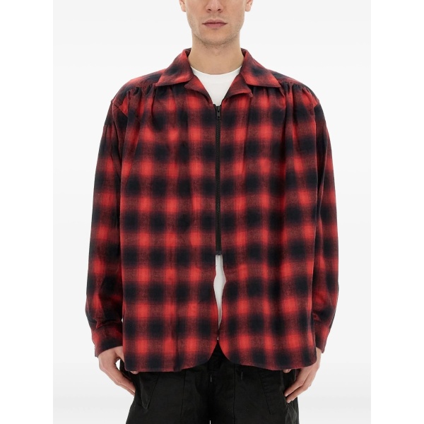 plaid-check zip-up shirt