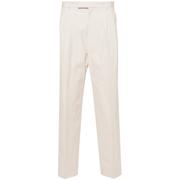 pleat-detail cotton trousers