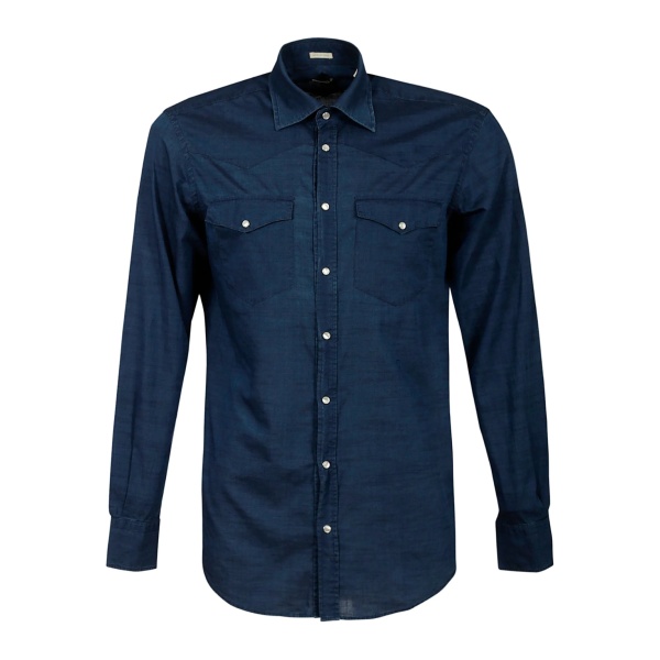 point-collar cotton shirt