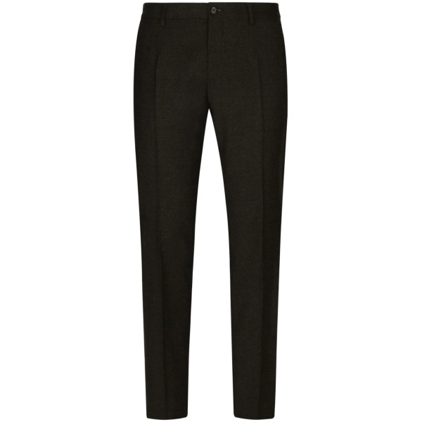 pressed-crease tailored flannel trousers