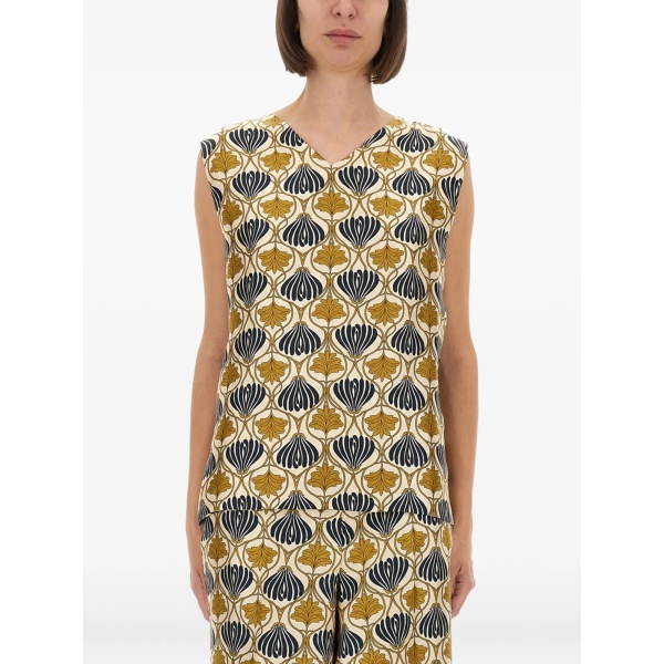 printed V-neck blouse