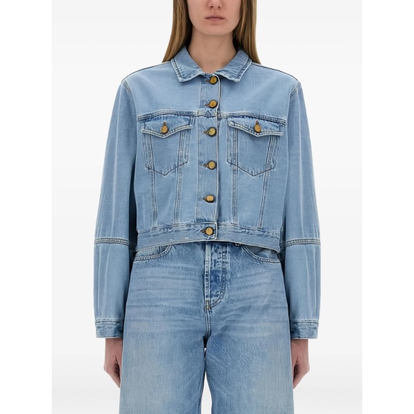 puffed-sleeve denim jacket