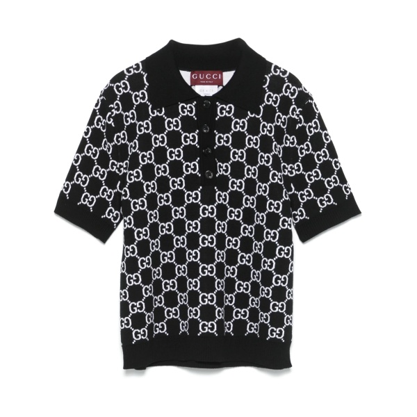 reversible GG-jacquard polo top