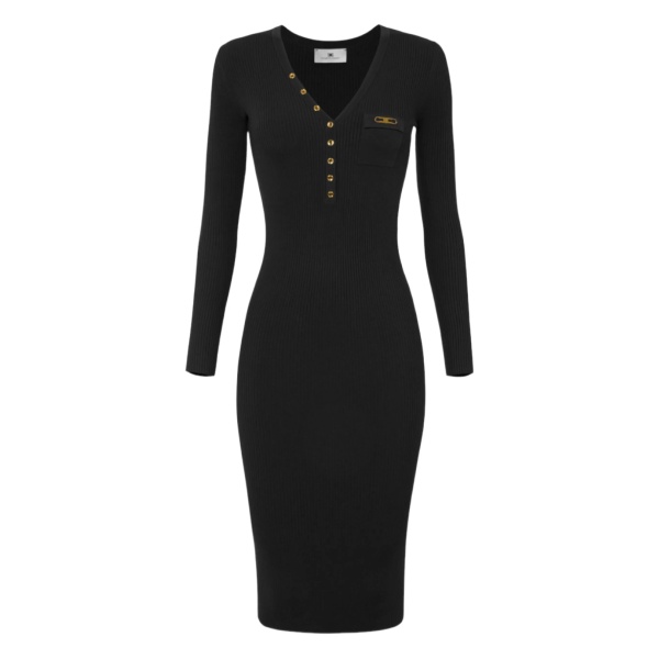 ribbed button-fastening midi dress