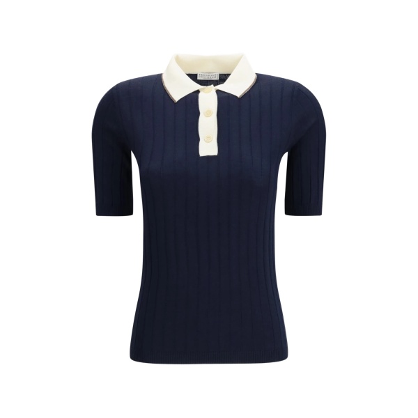 ribbed button polo top