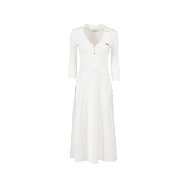 ribbed collar knit midi dress