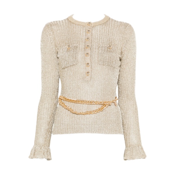 ribbed-knit lurex jumper