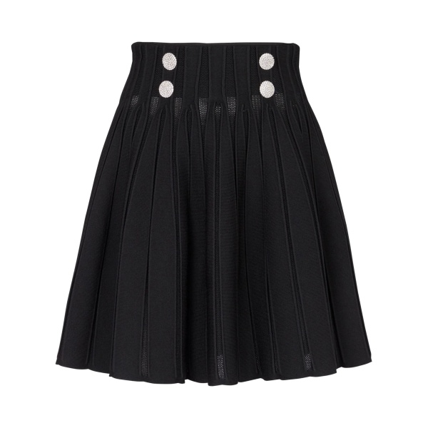 ribbed-knit pleated skater skirt