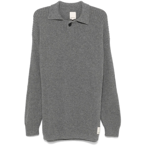 ribbed-knit polo shirt