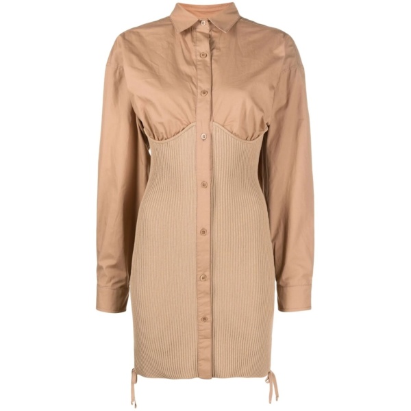ribbed mini shirt dress