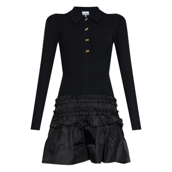 ribbed ruffled-skirt mini dress