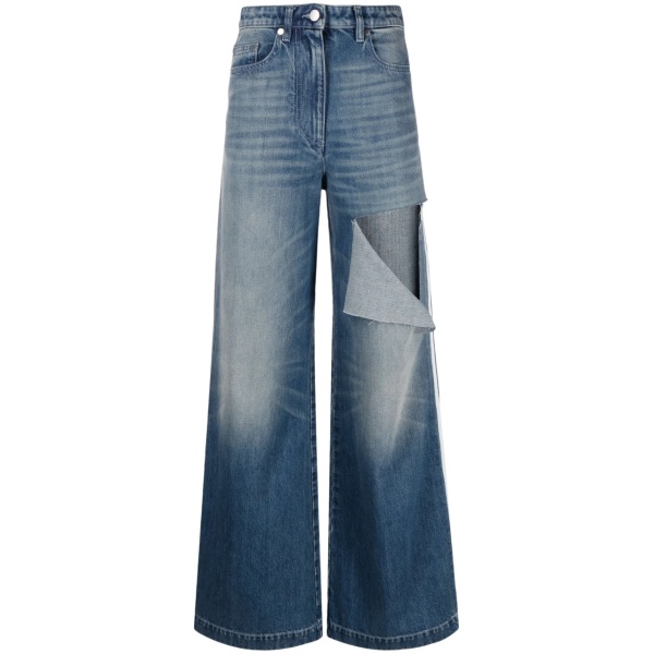 ripped wide-leg jeans