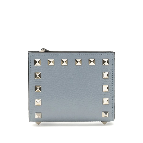 rockstud flap leather wallet