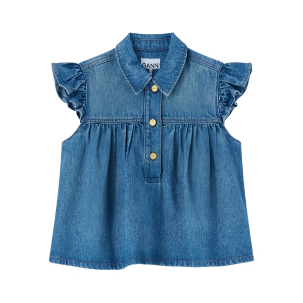 ruffled buttoned top
