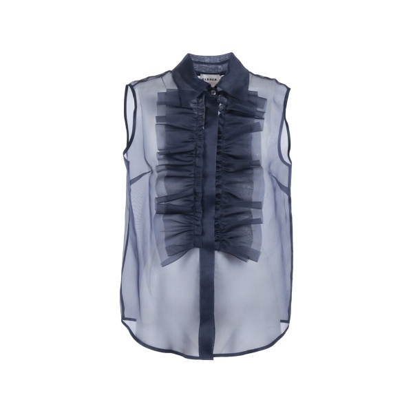 ruffled silk shirt