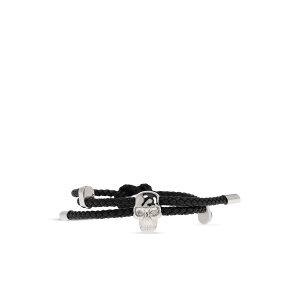 skull-charm braided bracelet