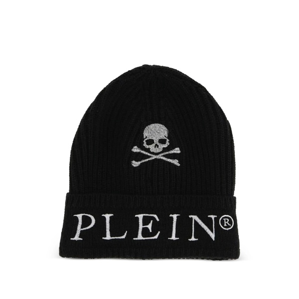 skull-embroidered beanie hat