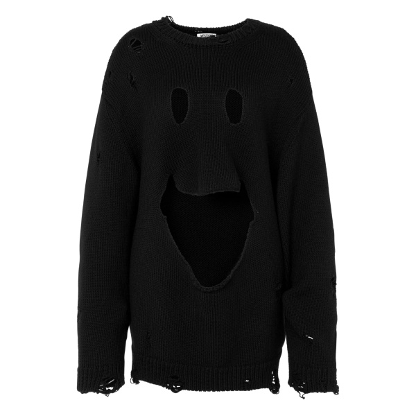 smiley face distressed sweater