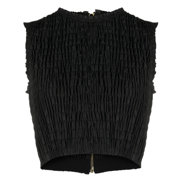 smock-detail crop top