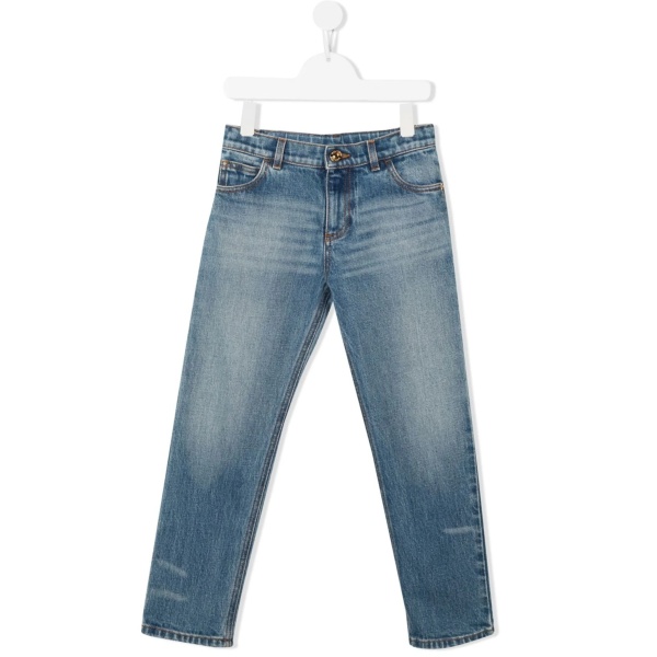stonewashed straight-leg jeans