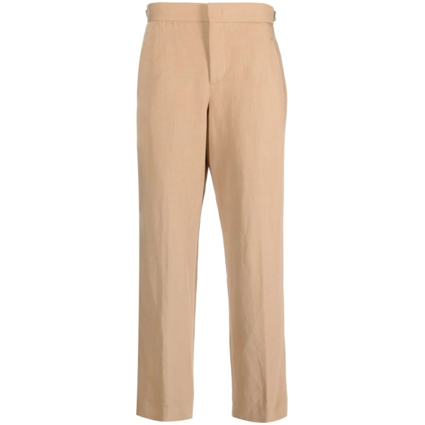 straight-leg linen-cotton blend trousers