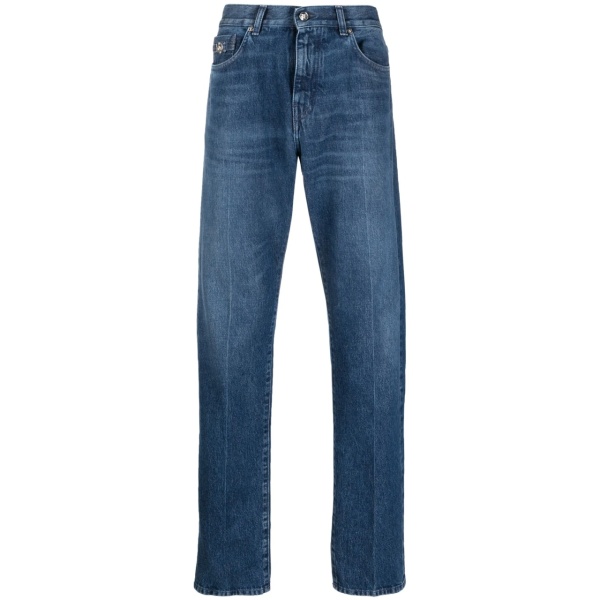 straight-leg mid-rise jeans