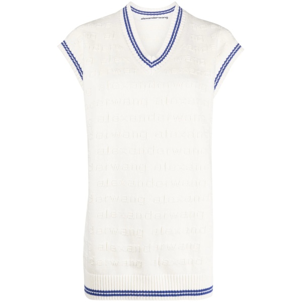 stripe-detail knitted sleeveless top