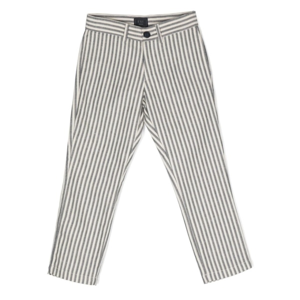 stripe-print cotton-linen trousers