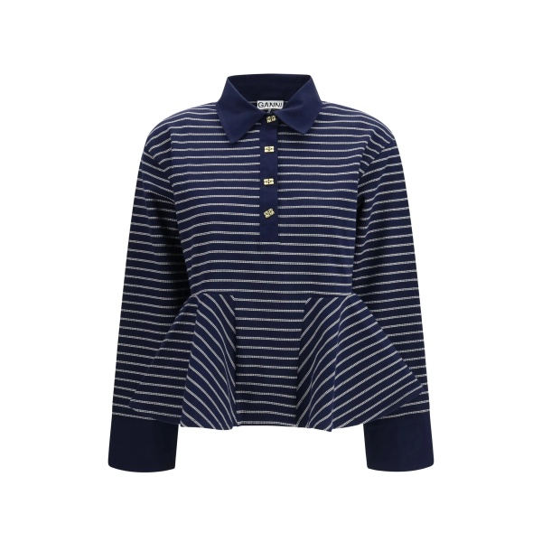 striped peplum polo