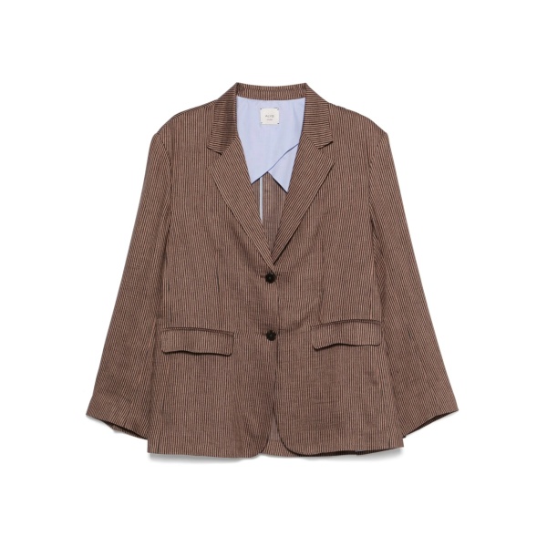 striped single-breasted blazer