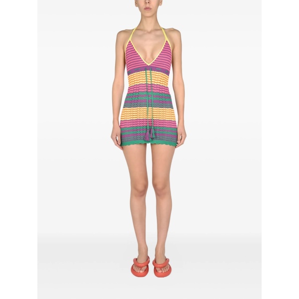 striped tassel-detail mini dress