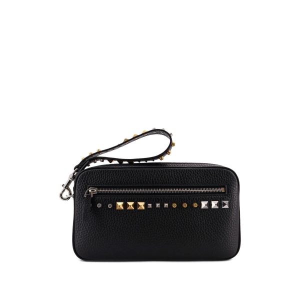 studded zip-closure clutch bag