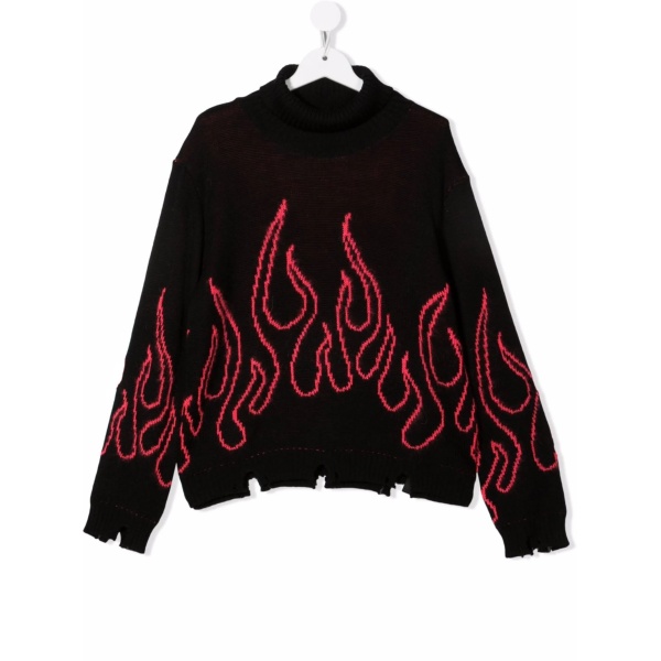 TEEN flame-knit distressed jumper
