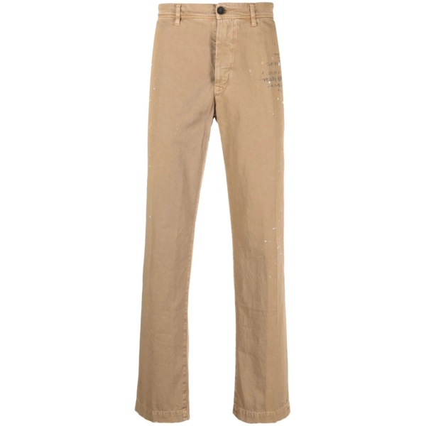 text-print straight-leg trousers