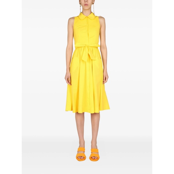 tie-fastening polo-collar midi dress