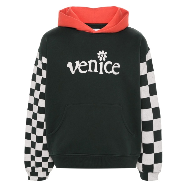 Venice-print colour-block hoodie