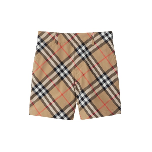 Vintage-Check print cotton shorts
