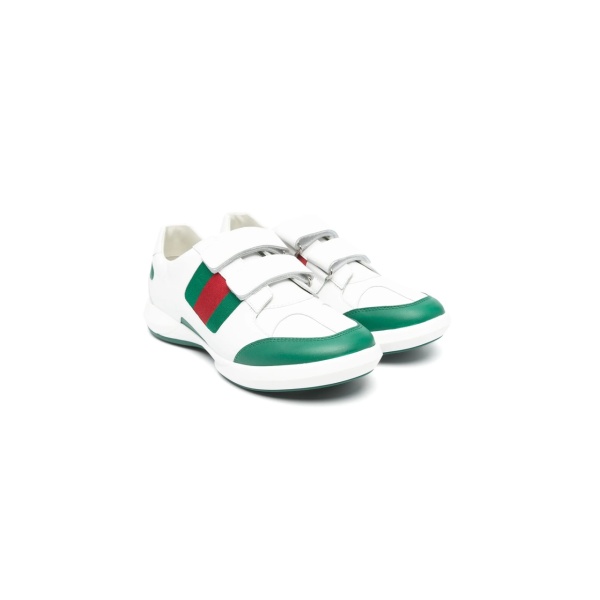 Web-detail leather sneakers