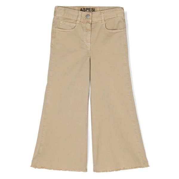 wide-leg frayed-hem trousers