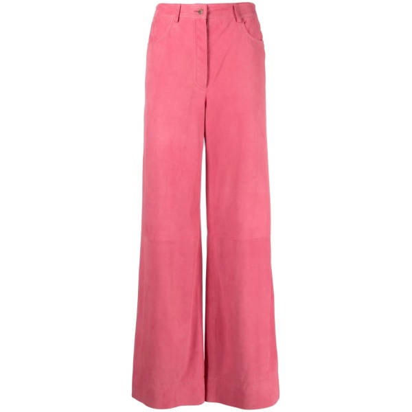 wide-leg suede trousers